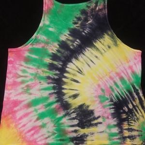 Handmade mens 3XL tie dye tank top. Spring hippie
